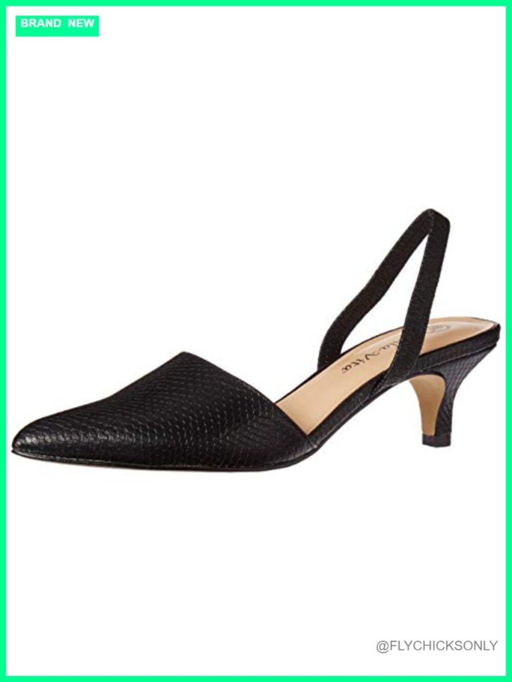 Kitten Heel Slingback Pump Cushioned Synthetic Sole Semi Formal